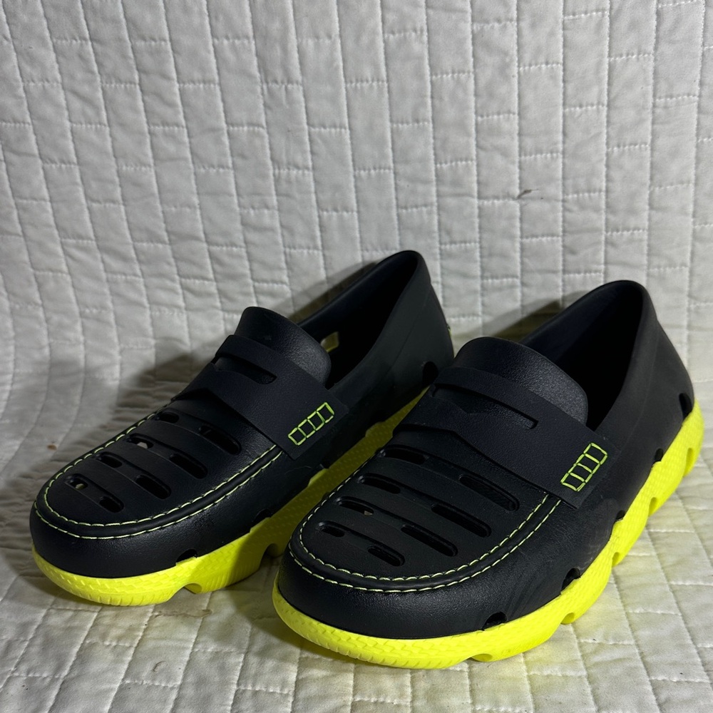 Cole Haan 4.Zerogrand All-Day Loafers in black and safety yellow